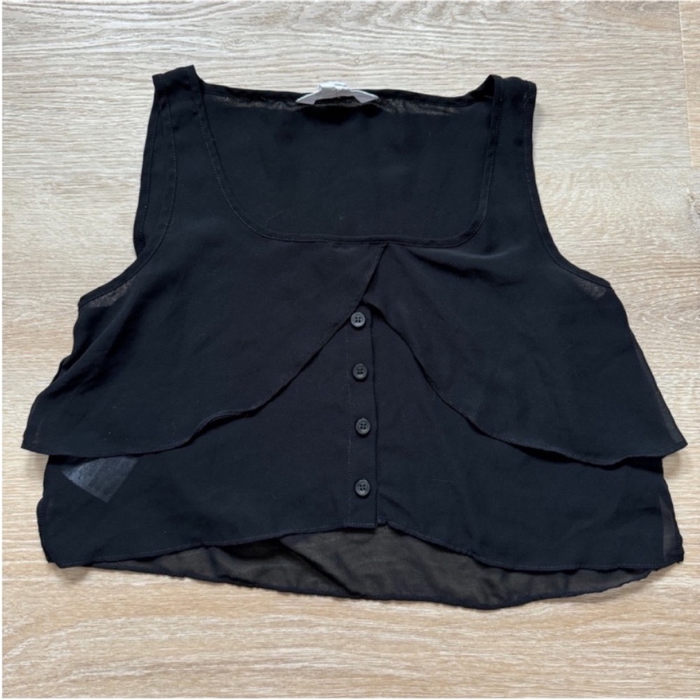 BCBGeneration Black Flowy Sheer Material Crop Top Women’s Size Small
